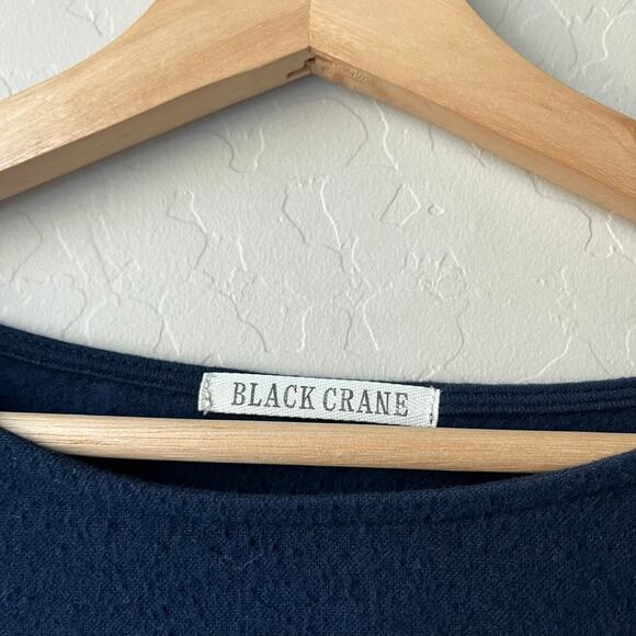 Black Crane Bud Dress Oversized Navy Blue Cotton Tee Dress Size M - Picture 6 of 9